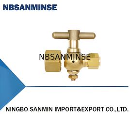 Bakır Üç yönlü fiş valf bağlantı basınç ölçerleri 0.6MPA