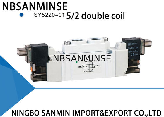 SY5000 Mini Pnömatik Solenoid Valf 220VAC Toz Geçirmez 5/2 5/3 Konumlu