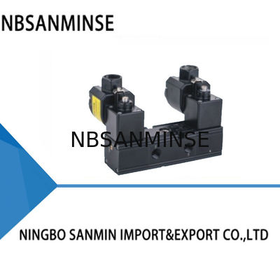 SANMIN Patlamaya Dayanıklı Tüp Plaka Tipi Çift Bobin 70°C NBR Conta 0.15-0.8Mpa DC24V 3.5W Pnömatik Solenoid Valf