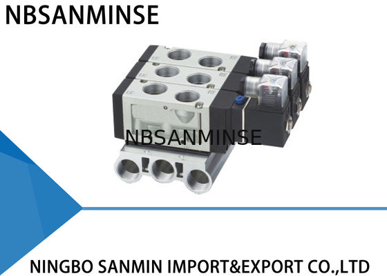 Beş Port G3 / 4 "İplik Borusu Solenoidi Pnömatik Valf Dahili Pilot Tipi