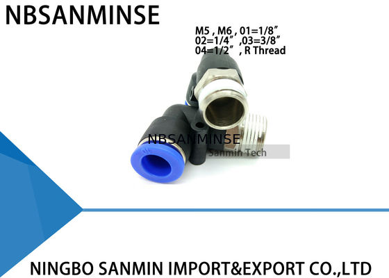 PL Plastik Pnömatik Parçaları Havada Erkek Erkek Dirsek Uydurma Hızlı Bağlantı Bileşenleri Sanmin