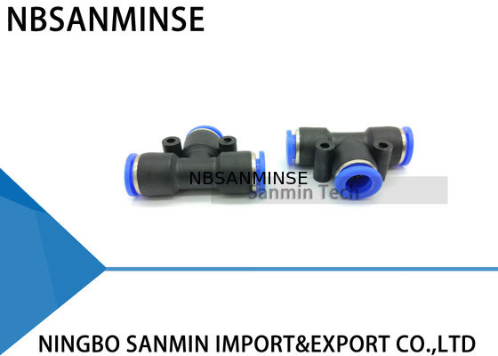 PUT Pnömatik Itme Hızlı Plastik Uydurma Tüp Union Tee Parçaları Hava Kompresörü Aksesuarları Sanmin
