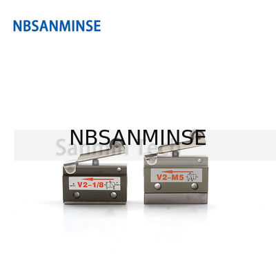 NBSANMINSE V2-M5 V2-1/8 2/2 Yollu Hava Mekanik Kontrol Vanası Pnömatik İki Yollu Makaralı Vana Otomasyon Hattı